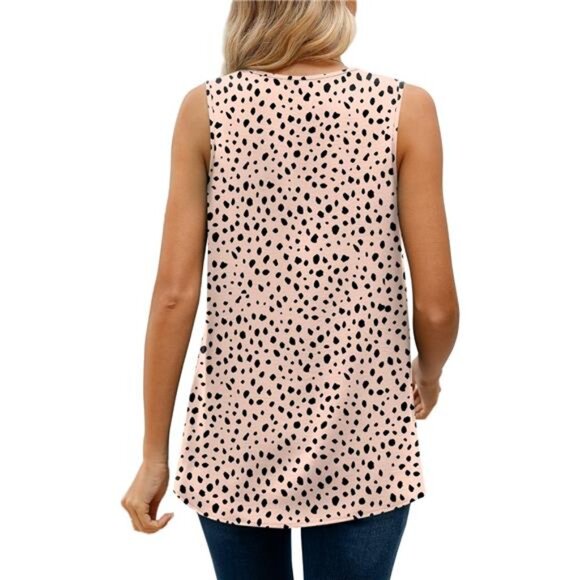 Women's V Neck Chiffon Tank Top Sleeveless Work Office Pleated Blouses Tops - Picture 4 of 5